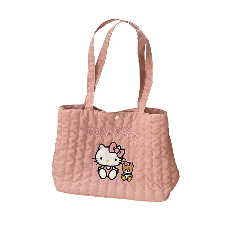 Sanrios encantador bolso de mano bordado de dibujos animados Pochacco Anime Cinnamoroll chica estudiante bolso de alta capacidad estudiante de dibujos animados Kawaii