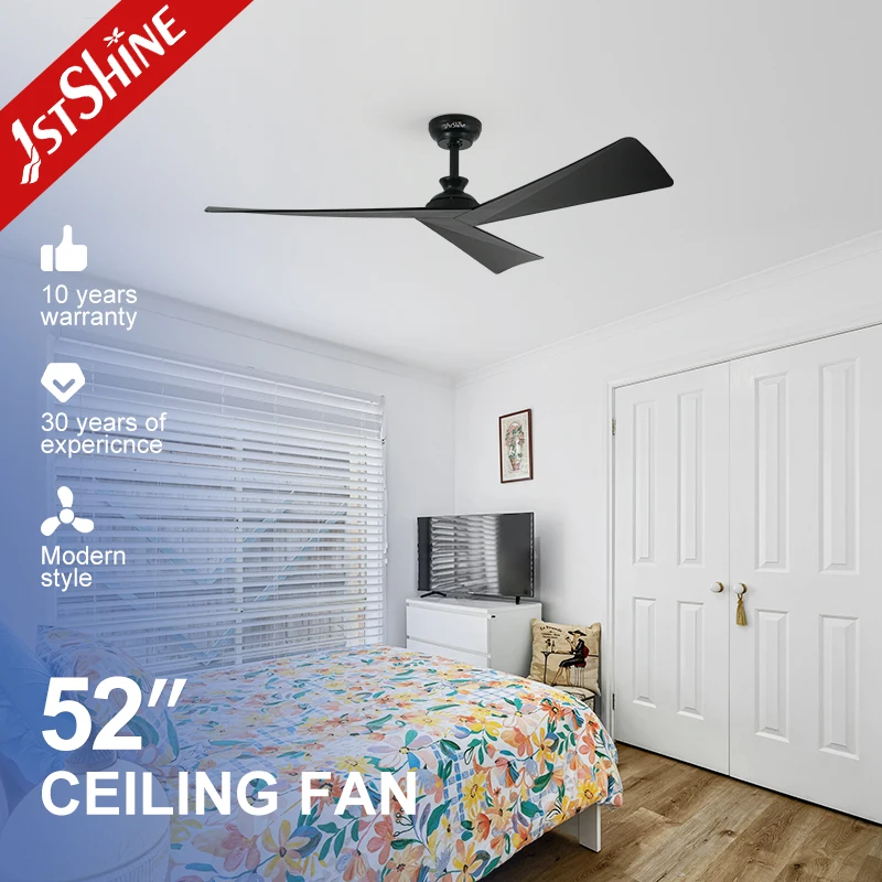 1stshine Ceiling Fan Factory  Black ABS Blades Energy Saving 6 Speeds Smart Remote Ceiling Fan No Light