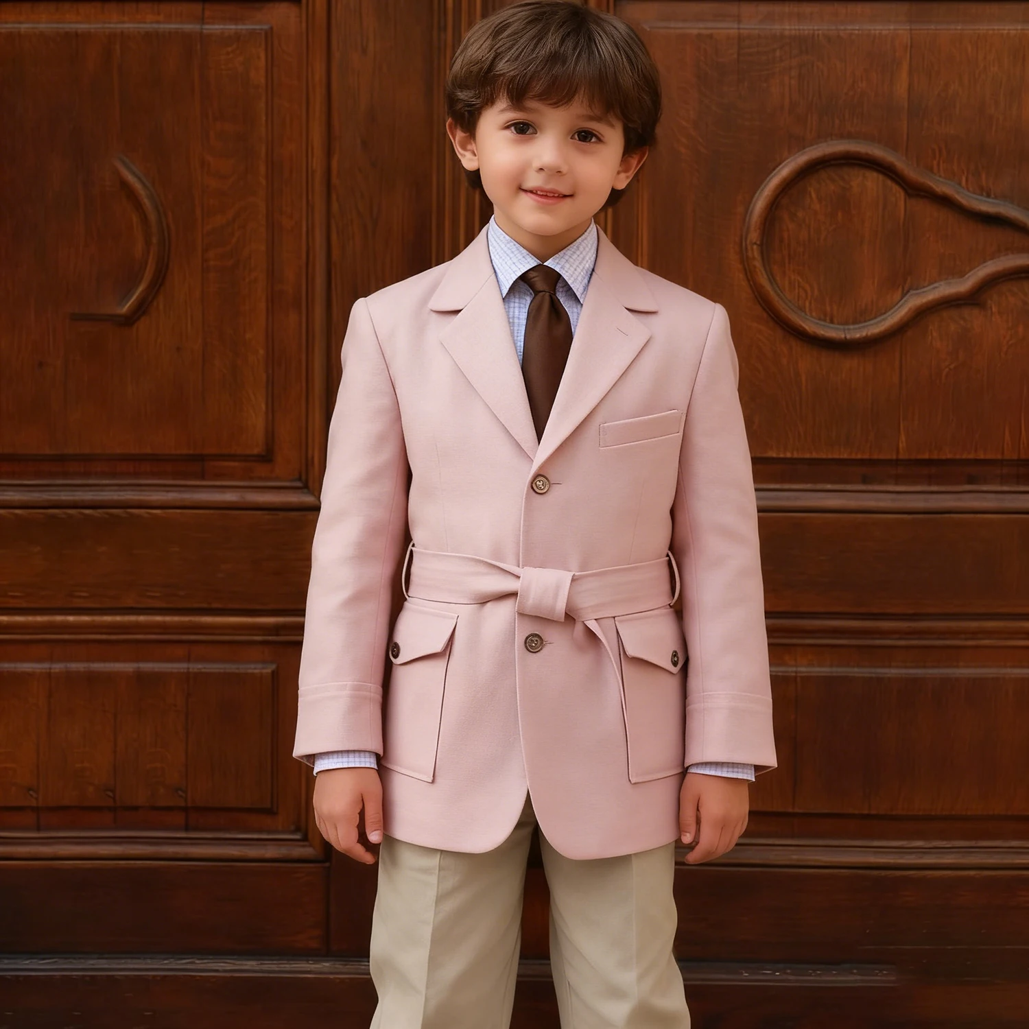 

Luxury Boy's Clothing Elegant Single Breasted Notch Lapel 2 Piece Jacket Pants Belt Kids Clothing Formal Wedding Outfits Blazer