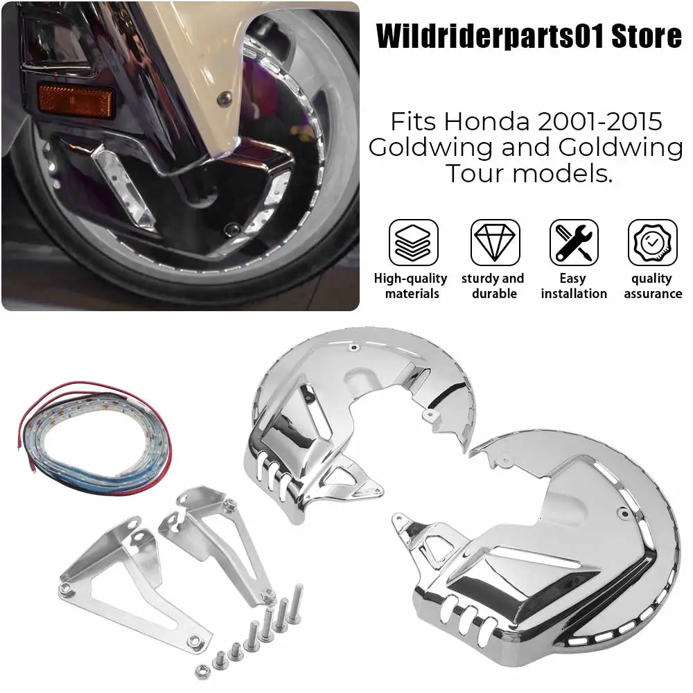 

​For Honda Goldwing and Goldwing Tour model 2001-2015 1 Pair Brake Disc Rotors Covers/LED Light Bar ​Chrome Motorcycle Accessory