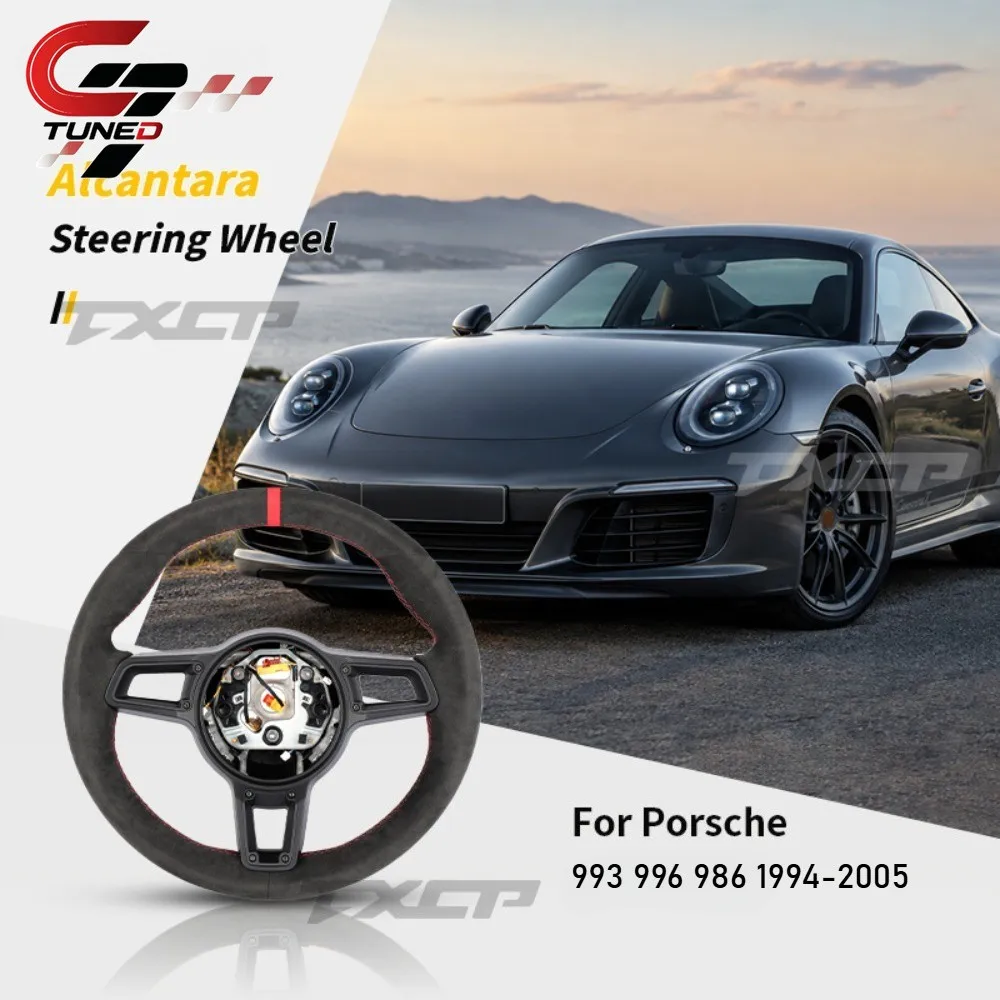 Upgrade to New Model 360mm Suede Steering Wheel Red Strip For Porsche 993 Carrera RS Turbo S GT2 996 986 1994-2005