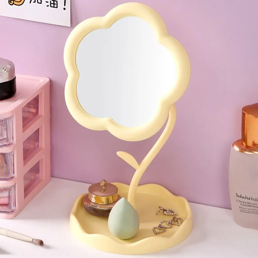 Cute Sunflower Shaped Dressing Mirror Classic Detachable Desktop Makeup Mirror Single Side 360 Degree Rotation Table Mirror Home