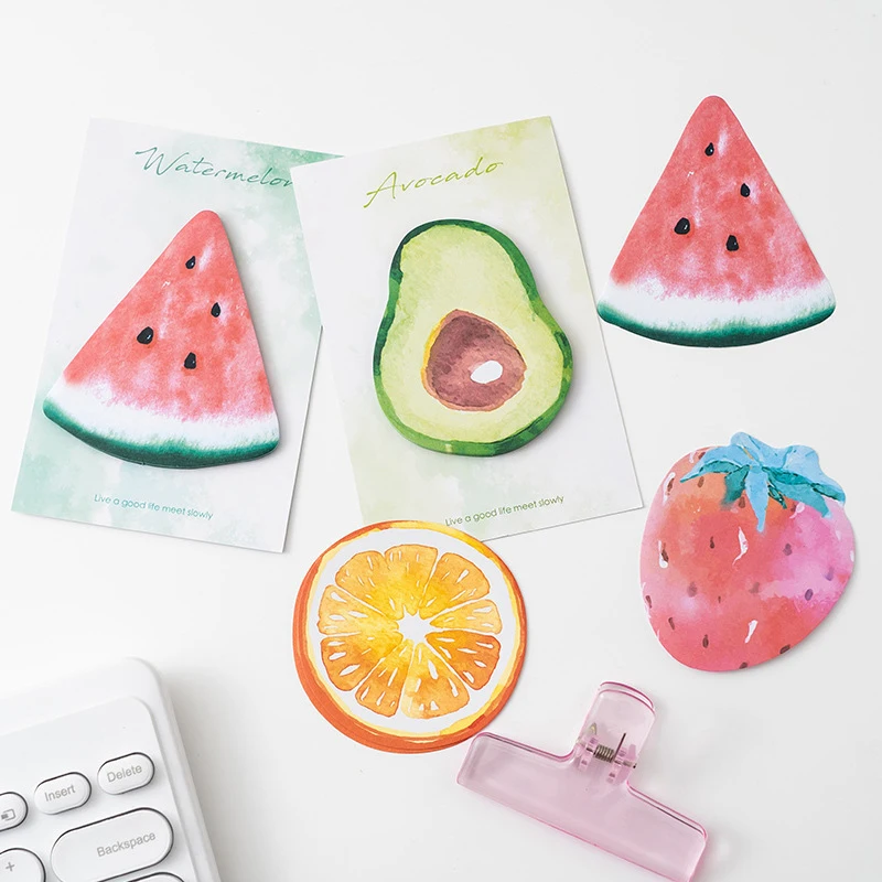 30Sheets Fruits Self-Adhesive Iabel Note Irregular Tearable Note Pad Memoranda Stationery Office Student School Supplies