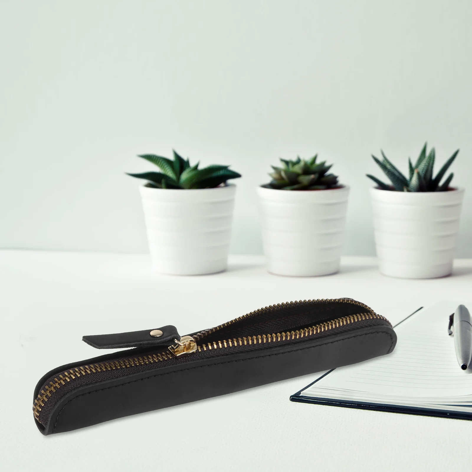 

Pen Case Retro Handmade Pencil Bag For Fountain Pen Ballpoint Organizer Holder Black