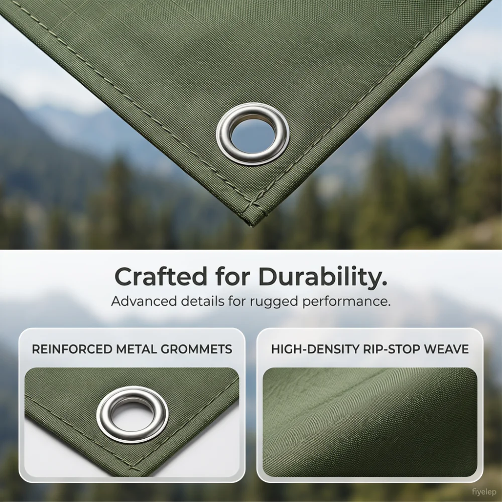 Heavy Duty Waterproof Tarp 3 in 1 Sunshade Canopy Camping Tent Pad Patio Furniture Cover Picnic