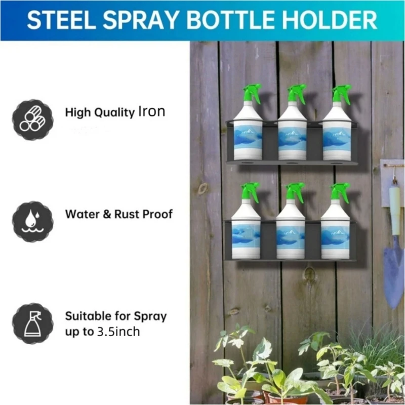 

Wall Mount Sprayer Bottle Storage Rack Multipurpose Iron Sprayer Can Rack Wall Organizers for Home and Garage Storage Dropship