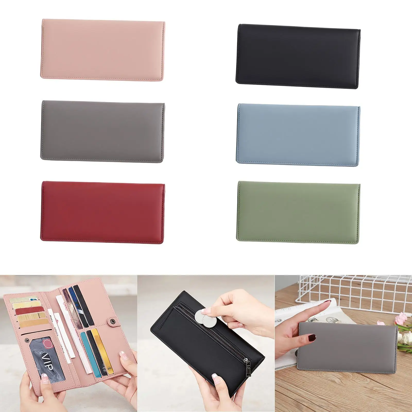 

Womens Long Wallet Billfold Card Organizer Business Handbag with Zipper Pocket Card Case Trendy Portable Purse Cards Holder