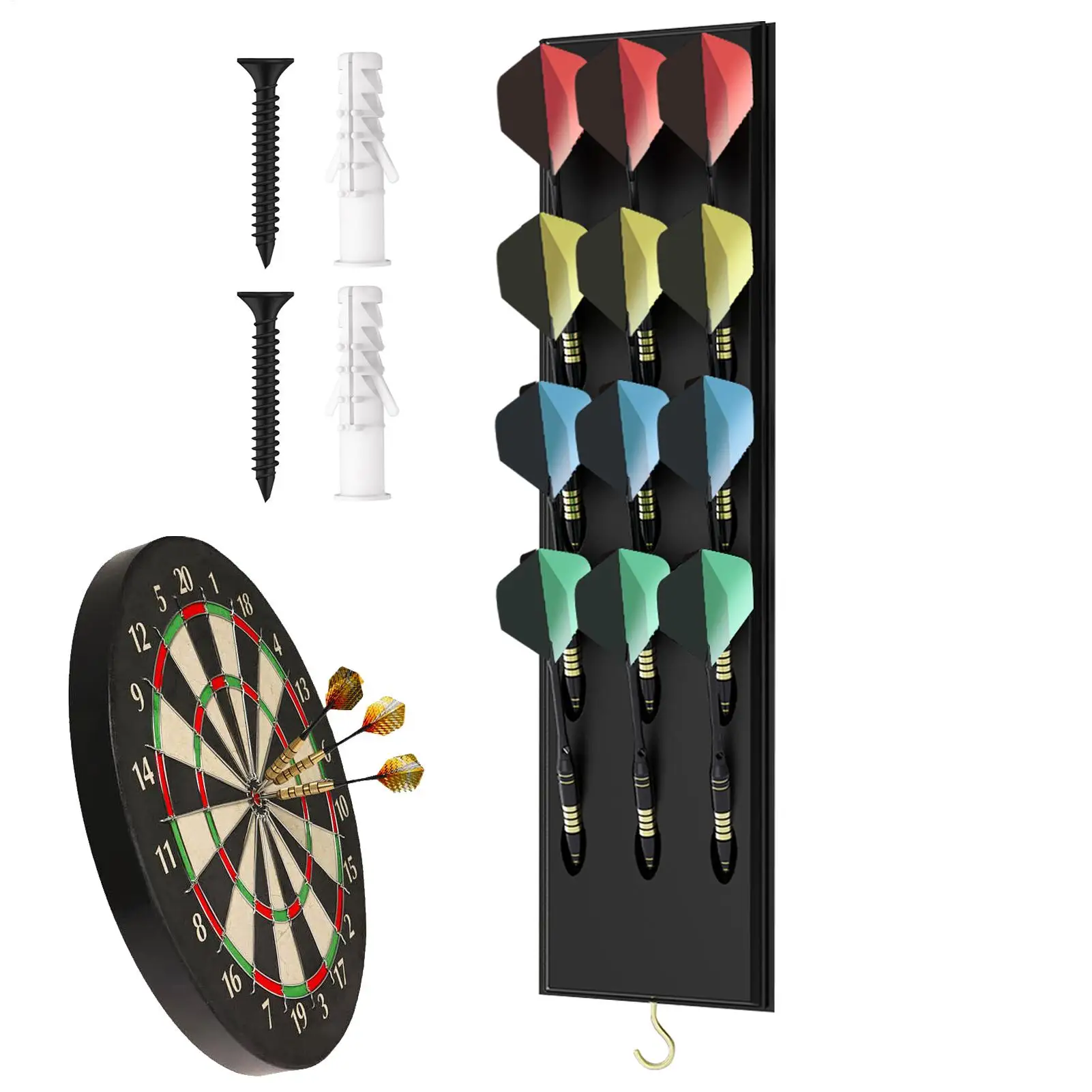 

Держатель для дротиков на 12 отверстий для настенной стойки-дисплея с металлическим крючком, стойка для хранения дротиков, аксессуары для развлечений и игр на вечеринках