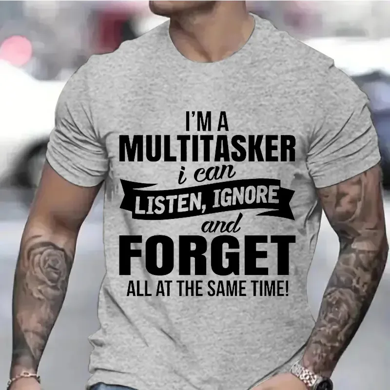 Men's Clothing I'm A Multitasker Print T-shirts for Men Sarcastic T-Shirt Sarcasm Attitude Shirts Humor Funny Saying Grey Tees