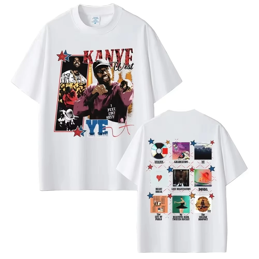 Unisex Fashion Hip Hop T-Shirt Printed With Rapper Kanye West Graduation The Life of Pablo & The College Dropout Graphics