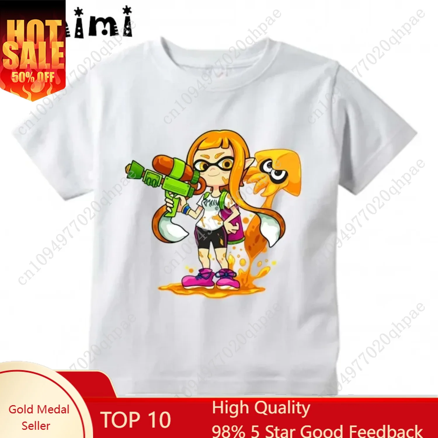 

Kids Splatoon Inkling Design T Shirt Boys/Girls Great Kawaii Short Sleeve Tops Children's Funny Game T-Shirt,ooo3071