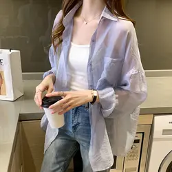 Breathable Thin Loose Chiffon Shirt and Camisole Knit Vest Two Piece-set for Women's Summer Korean Version Casual Commuting Set