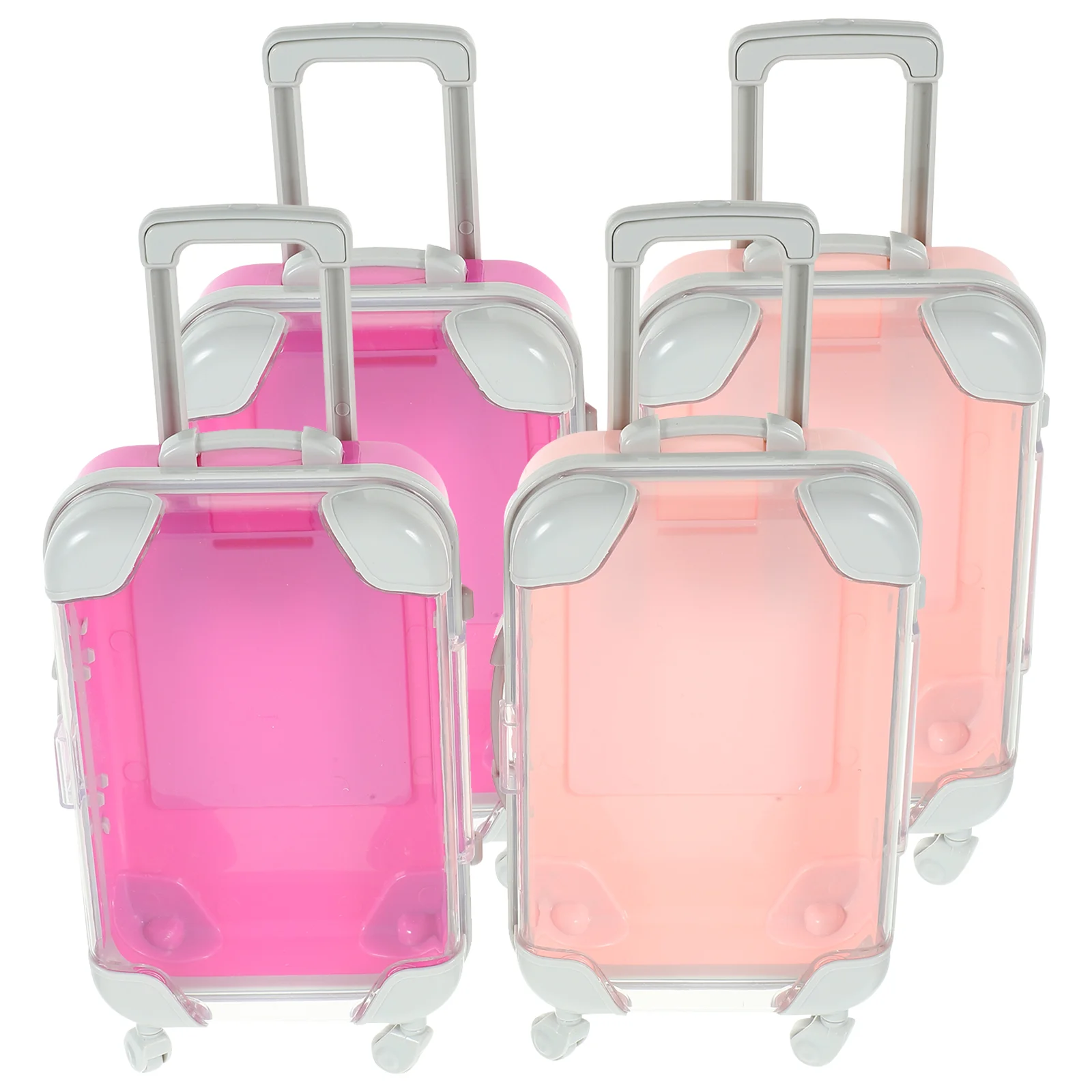 

4 Pcs Eyelash Box Hard Makeup Travel Case Traveling Container Pink Mini Luggage Small Suitcase Women