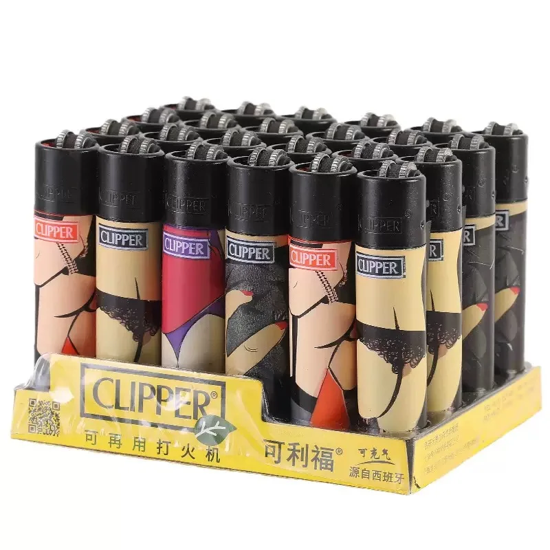 

CLIPPER Grinding Wheel Original Butane Lighter Interesting Personality Pattern Refillable Gas Lighters Use Collection 24 pieces