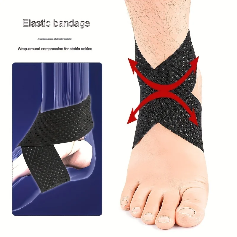 High Elastic Ankle Support Band - 1 Pair, Lightweight And Comfortable, Black Polyester Blend Suitable For Outdoor Leisure