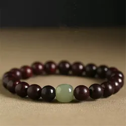 8mm Natural Lobular Red Sandalwood Couple Bracelets Women Black Sandalwood Jewelry Gift Natural Hetian Jade Bead Dropshipping