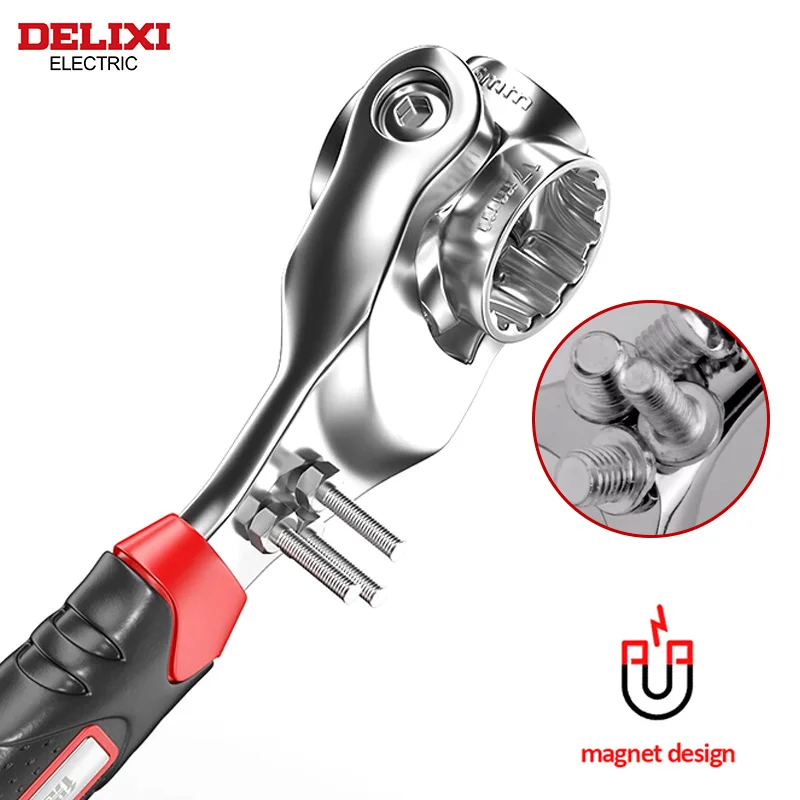 DELIXI ELECTRIC Wrench Socket 52 In 1 Universal  360-degree Rotating Multi-function Wrench for Installation and Removal Tools