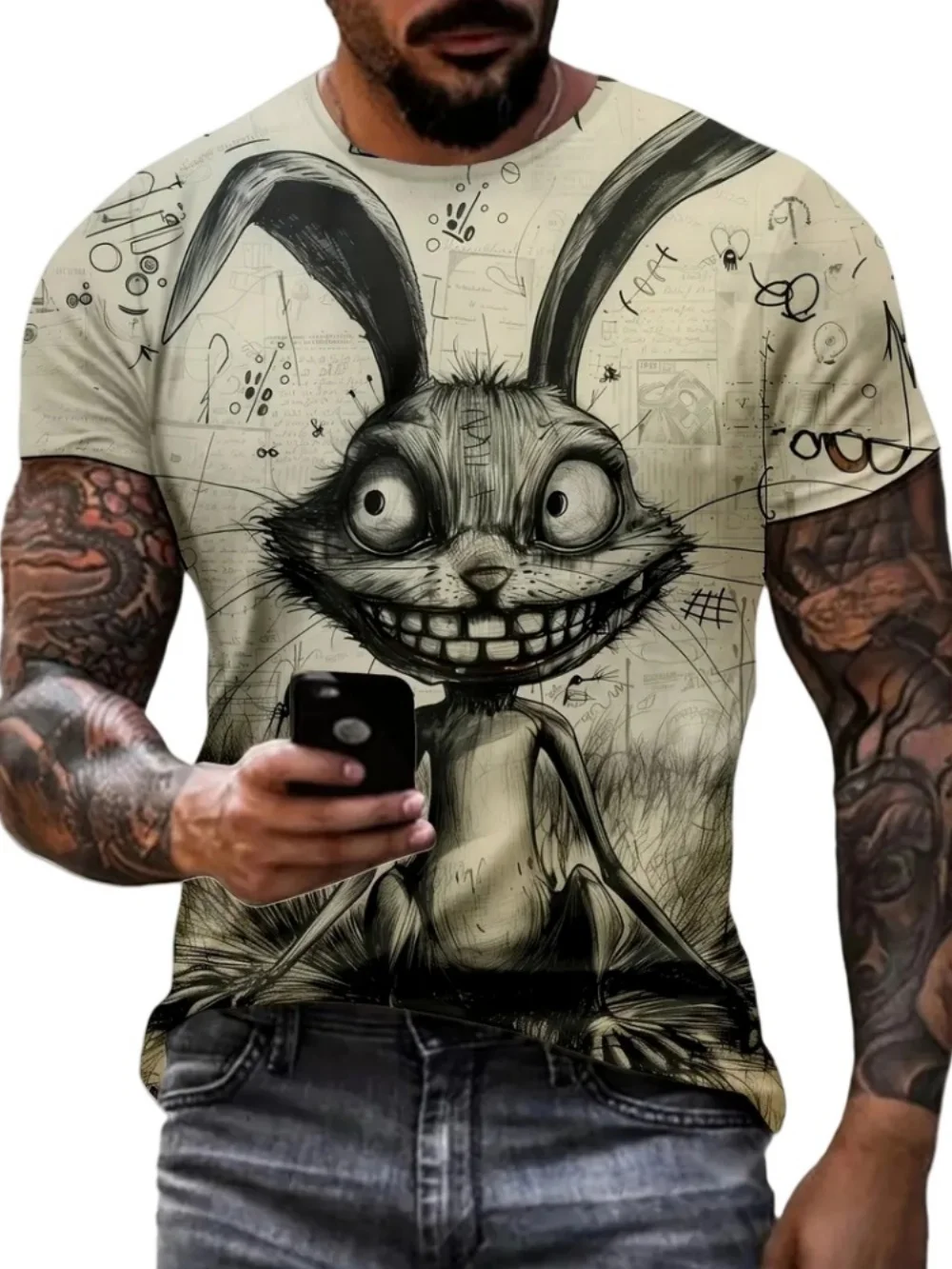 Cartoon 3D Print Funny Animal Graphic T-Shirts Summer O-Neck Short Sleeve Tops Casual Loose Men T-Shirt Harajuku Men\'s Clothing