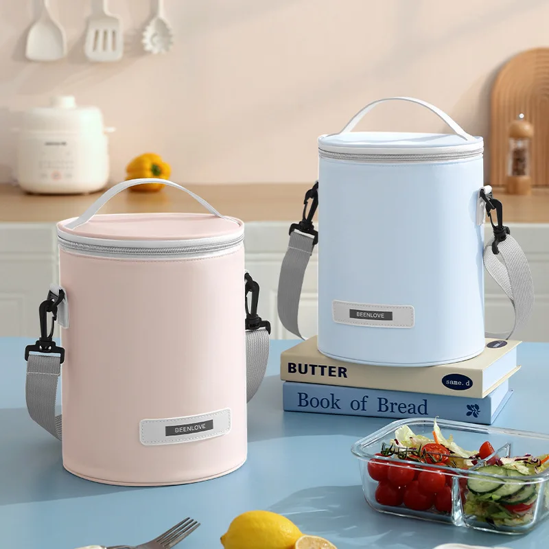 

New Round Lunch Box Bag Portable Insulation Bag Thickened Aluminum Foil Bag Woman Office Worker Lunch Bag Outdoor Picnic Bag