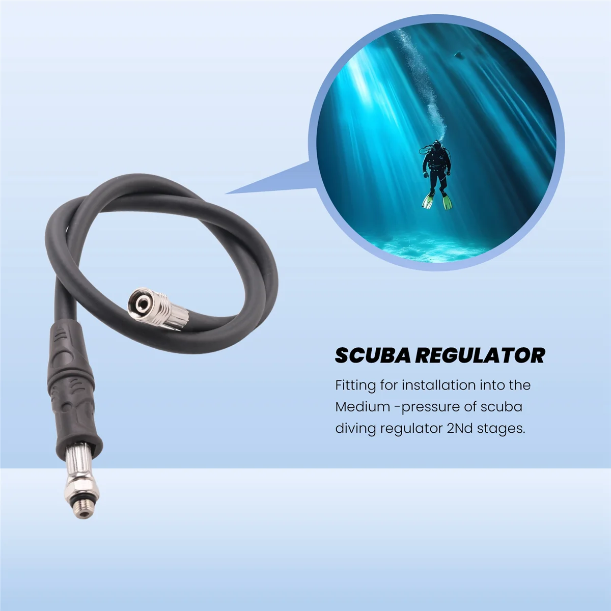 Scuba Diving BCD Medium Pressure Hose Scuba Diving Regulator for 2Nd Gauge Breathing Regulator XQ