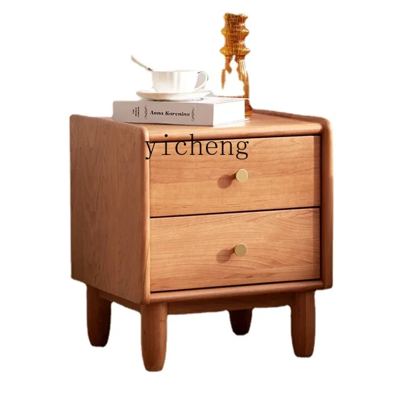 

XL Cherrywood Bedside Table Modern Minimalist Solid Wood Small Bedroom Bedside Cabinet Household