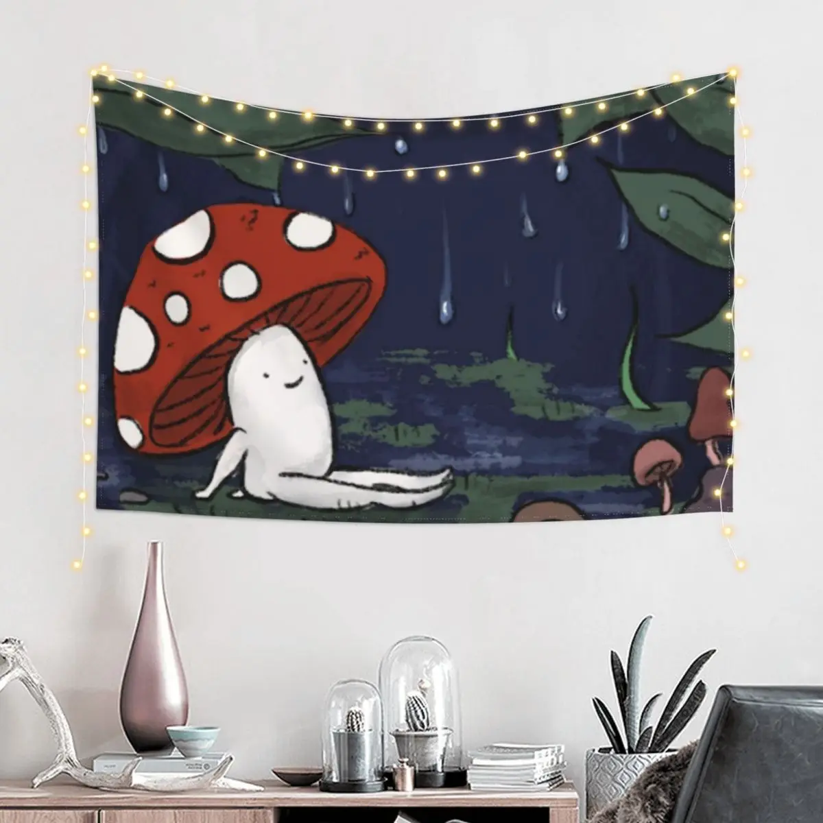 Messy Polka Dot in Indigo Tapestry Room Decor Korean Style Outdoor Decor Tapestry