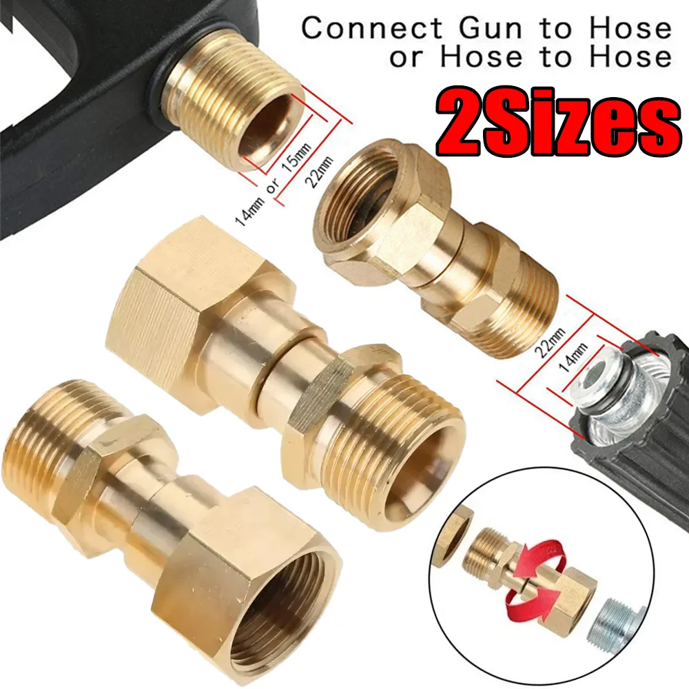 

High Pressure Car Wash Swivel Connector Hose Fitting M22 14mm 15mm Thread 360 Degree Rotation Hose To Car Wash Gun Connector