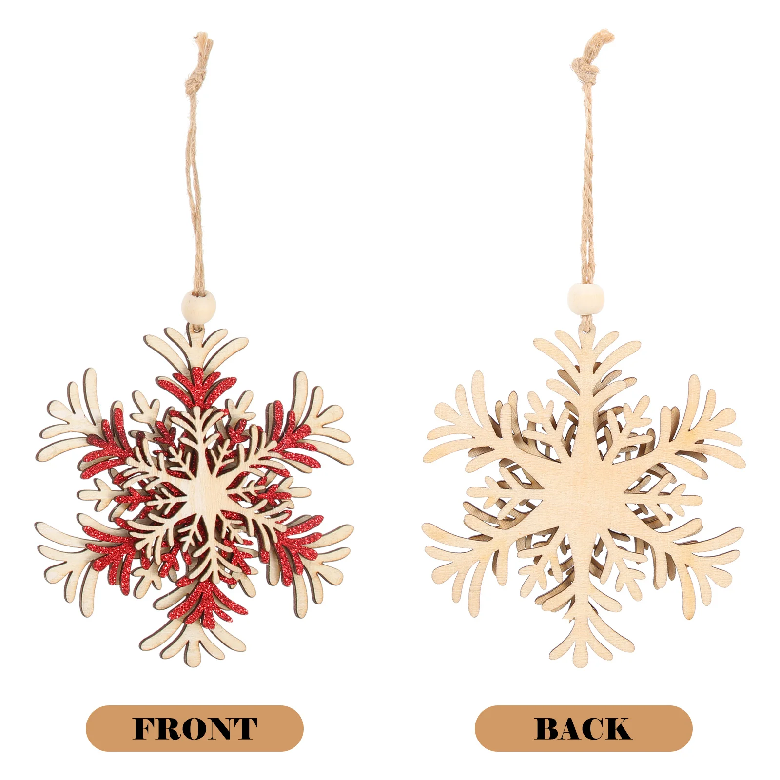 

6Pcs Wooden Snowflake Pendants Christmas Tree Hanging Decorations Xmas Party Ornaments Indoor Decorative Hanging Decor