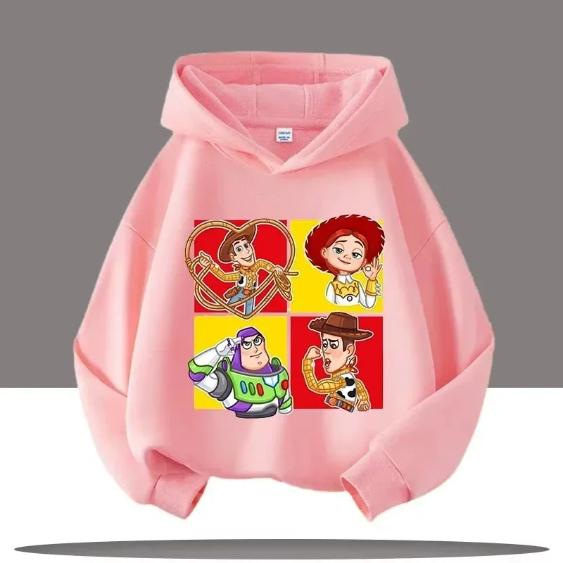 

Новинка 2023 года, детская осенне-зимняя одежда для покупок, спортивные толстовки с капюшоном с мультяшным принтом «История игрушек» для мальчиков и девочек