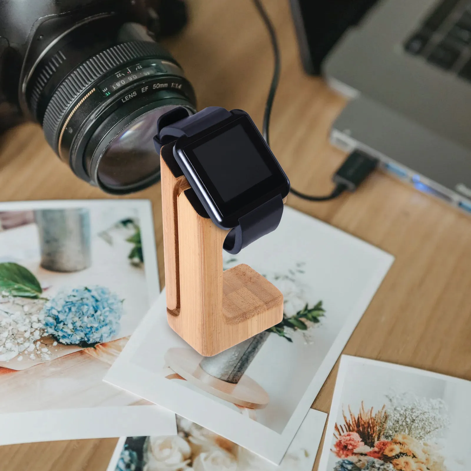 

1 шт. Элегантная бамбуковая подставка для зарядки часов, многофункциональный кронштейн для зарядки смарт-часов, легкий портативный держатель для ежедневного использования