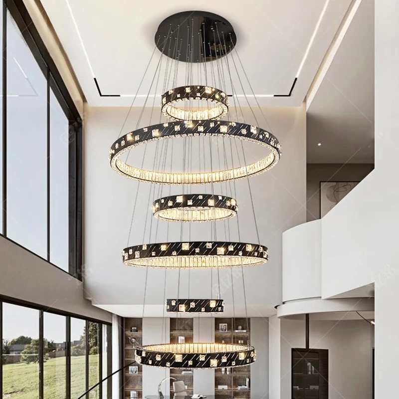Modern Home Decoration Crystal Chandelier Stair Pendant Lamp Living Room Pendant Lights Interior Lighting