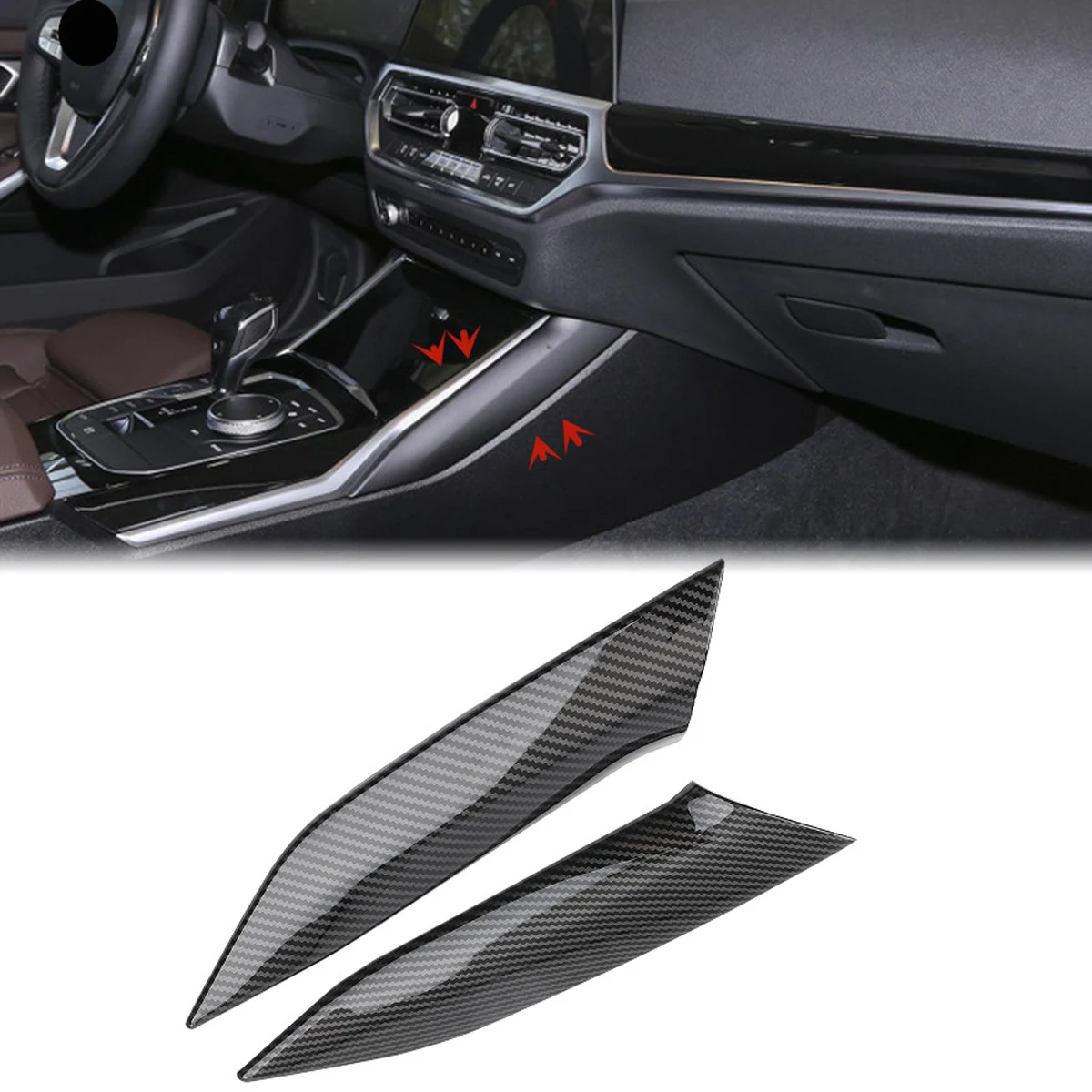 2x Black Auto Interior Center Console Sticker Strips Cover Trim For BMW 3 Series G20 G28 2020 LHD Car Styling