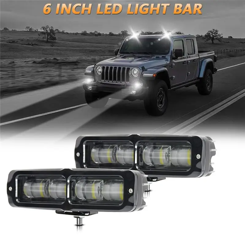 2PCS 6 Inch LED Light Bar, 80W Fog Light Off Road Lights Work Light Bar For Truck SUV ATV Boat Motorcycle Parts White Light