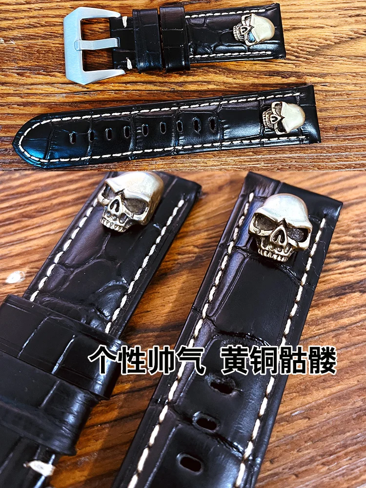 Handmade Punk Genuine Leather Watch Band 20 22 24 26mm Casual Cowhide Strap Men's and Women's Watch Pin Watch Band
