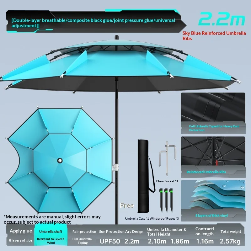 Heavy Duty Outdoor Umbrella Base Pole Clamp Windproof UV Resistant Rustproof Adjustable Universal for Fishing Without a base image 6