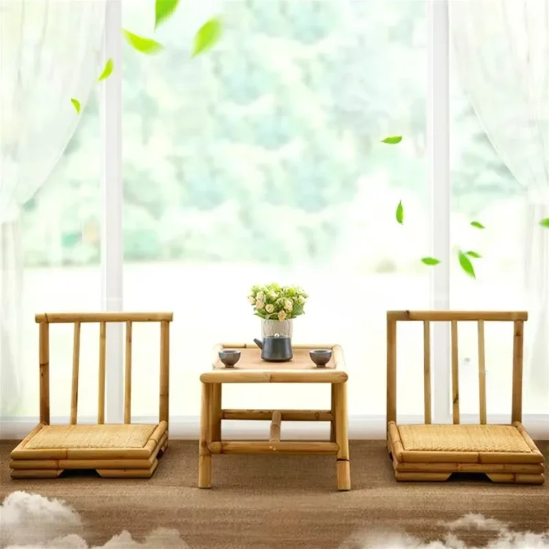 

Simple Bay Window Tatami Coffee Table, Japanese Style Small Coffee Table, Creative Tea and Chairs, Solid Wood Zen Table