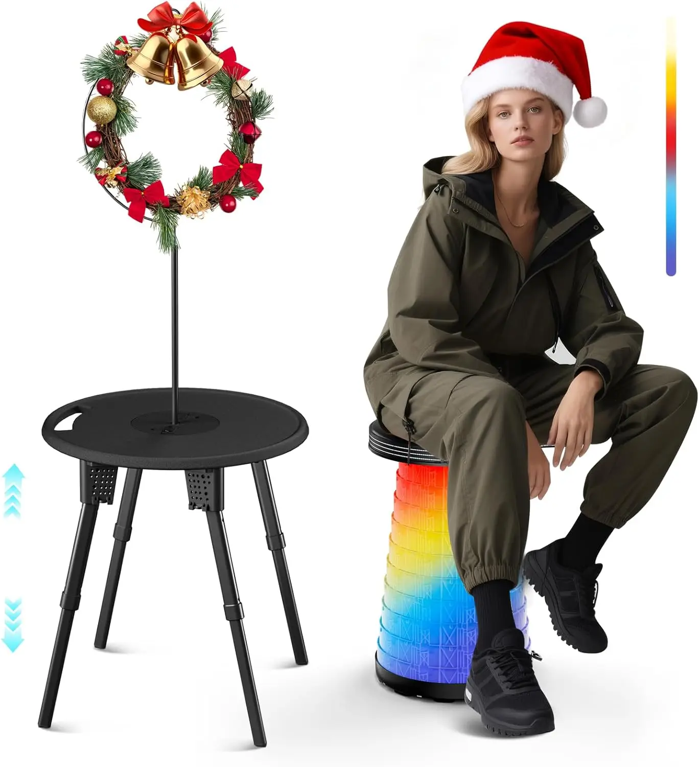 

LED Camping Table Set with Adjustable Folding Chairs, 300lbs Capacity, Compact Outdoor Picnic & Tailgating Solution