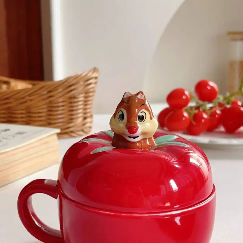 Japanese Cute Tomato Squirrel Shape Mug High Value Office Dormitory with Lid Drinking Cup Coffee Cup Drinkware