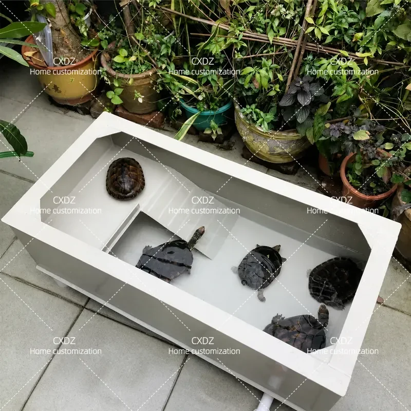 Turtle Breeding Box with Stairs and Platform for Grass Brazilian Daqingnan Stone Turtles Tank Pond Habitat Free Shipping