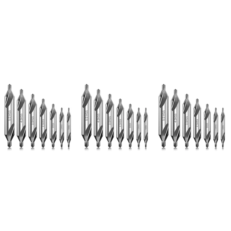 

21 Pcs Center Drill Bits Set 60-Degree Angle Center Drill Bits Kit Countersink Tools For Lathe Metalworking-B51B