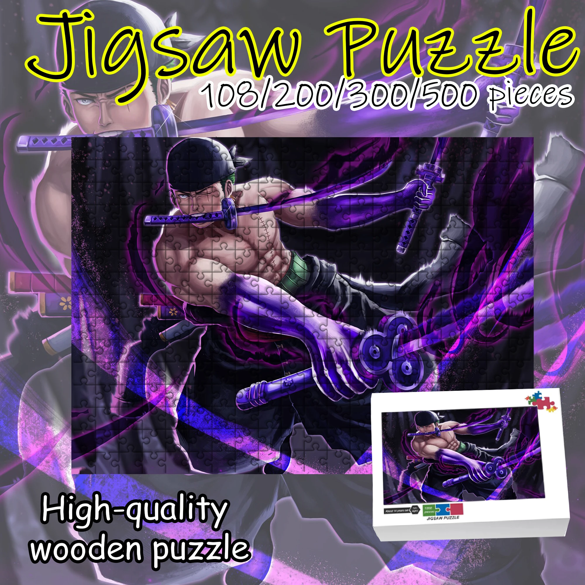 

One Piece Luffy Zoro Nami Chopper Jigsaw Puzzle 108/200/300/500/1000 Pieces Wooden Puzzle High Quality Gift Fun Birthday gift