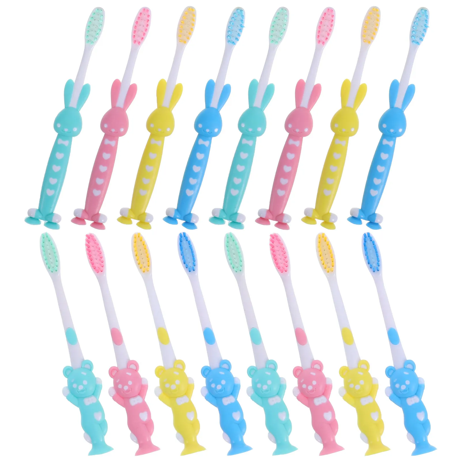

32pcs Kids Toothbrush Cute Cartoon Fine Soft Bristles Gentle Cleaning Children Teeth Brush Bulk Suction Cup Base Toddler al