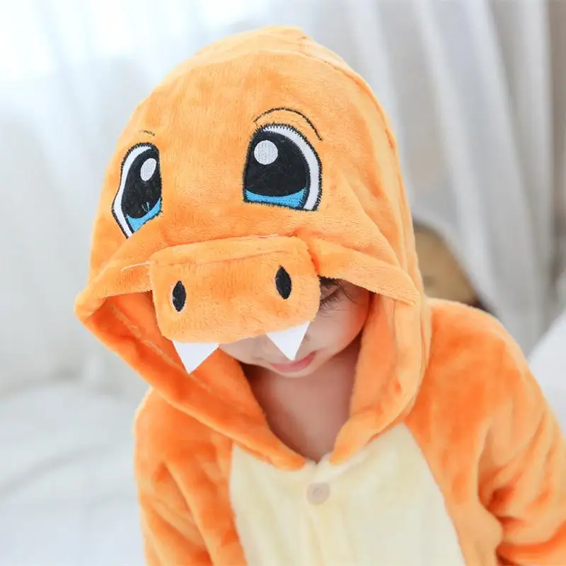 Stram pler für Kinder Charm ander Flanell Pokemon Cosplay Kostüm Halloween Kigurumi Kinder Ganzkörper Pijama Weihnachten einteiligen Anzug