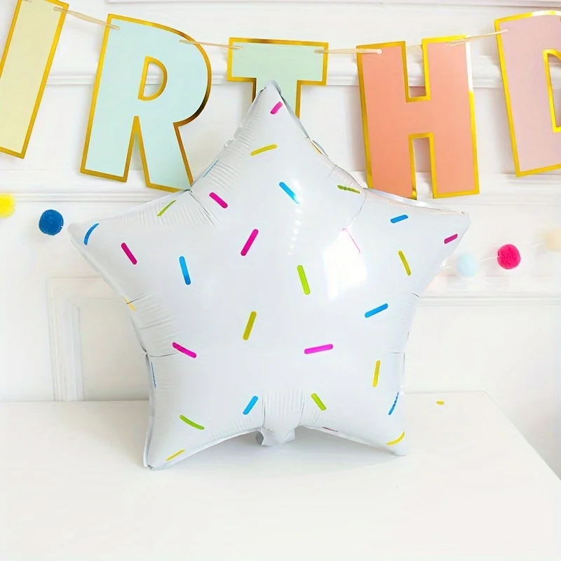 6 Stück 18-Zoll Candy-Eiscreme-Fünfzackstern-Ballons, Geburtstagsparty-Dekoration, Dessert-Themenparty-Zubehör, Foto-Requisiten