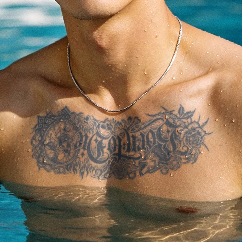 Gotische Zitat-Kräuter-Tattoo-Aufkleber, langanhaltend und wasserfest für 1-2 Wochen, für Männer & Frauen, Arm, Bein, Brust. – Detail 3