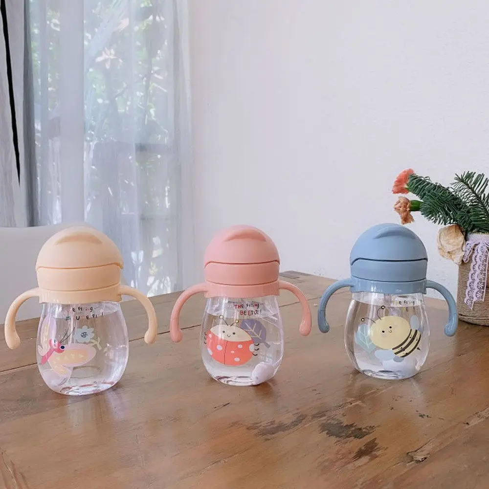 하이 퀄리티 휴대용 어린이 빨대 음료 용기 물병, 350 ml 스포츠 물컵, 귀여운 만화 야외 음료수 병