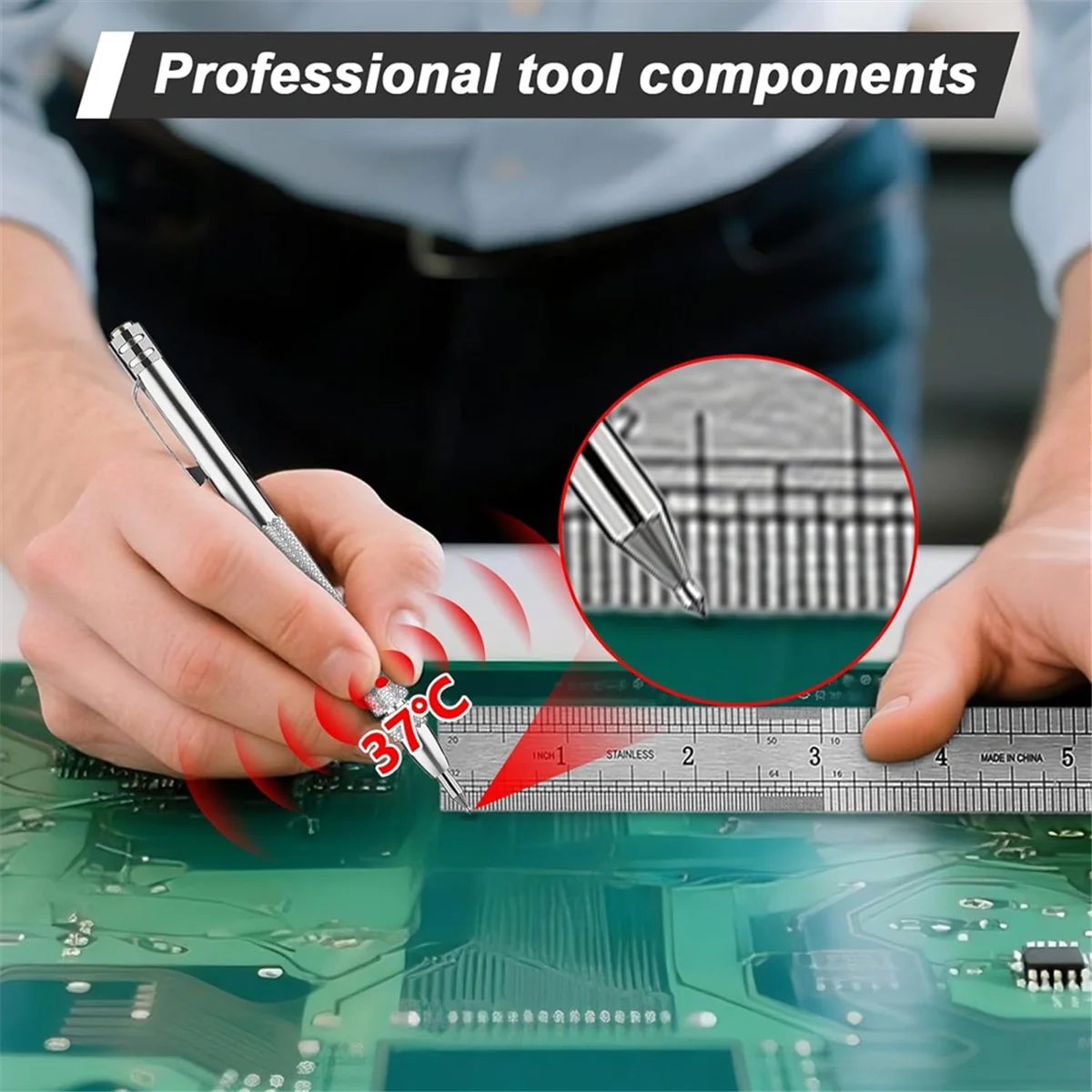 A002 Tungsten Carbide Scriber Set for Metalworking,Magnetic Knurled Engraving Tool for Steel/Glass/CeramicsWelding Scribe Kit