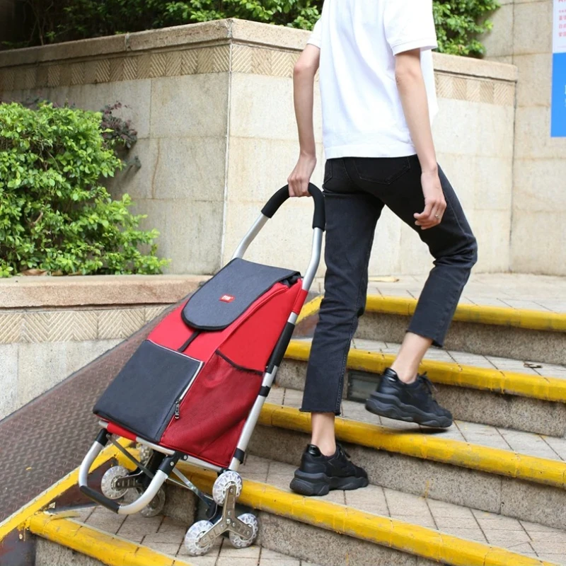 Lightweight Foldable Utility Cart Aluminum Frame Large Capacity Quiet All Terrain Wheel Waterproof Pull Trolley for Shopping