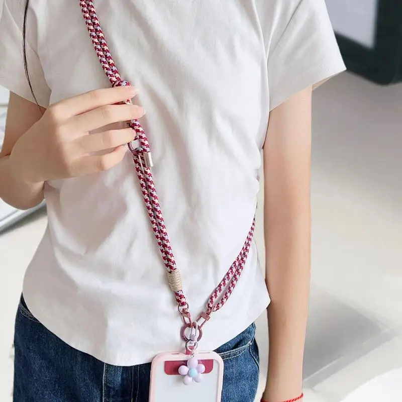 الحلو الملونة طويلة الهاتف الخليوي الحبل انفصال مكافحة خسر الهاتف الكتف الأشرطة بسيطة زهرة قلادة سحر الهاتف المحمول