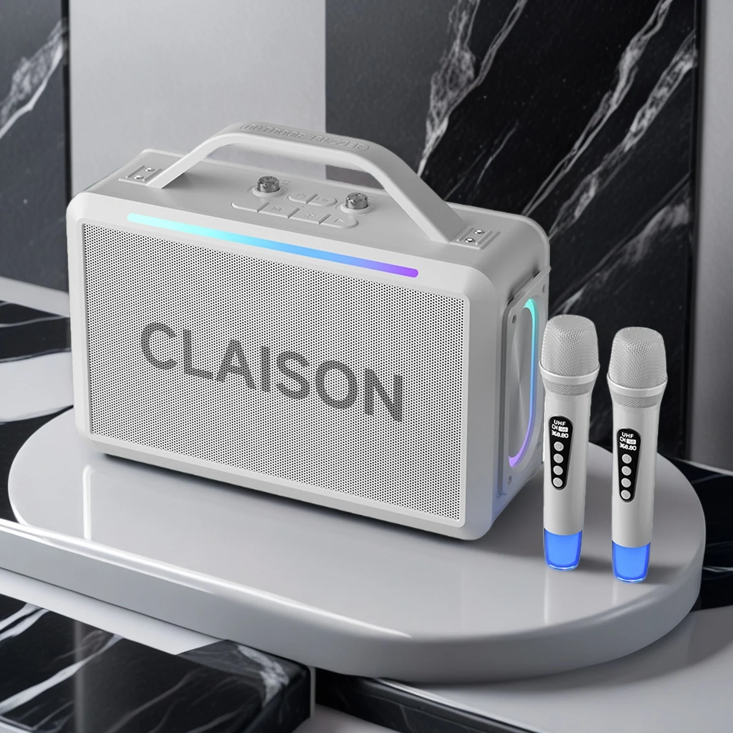 

Karaoke Machine, Portable Bluetooth 300W Karaoke Speaker with 2 Wireless Microphones, Supports FM/AUX/USB/TF for Home Party